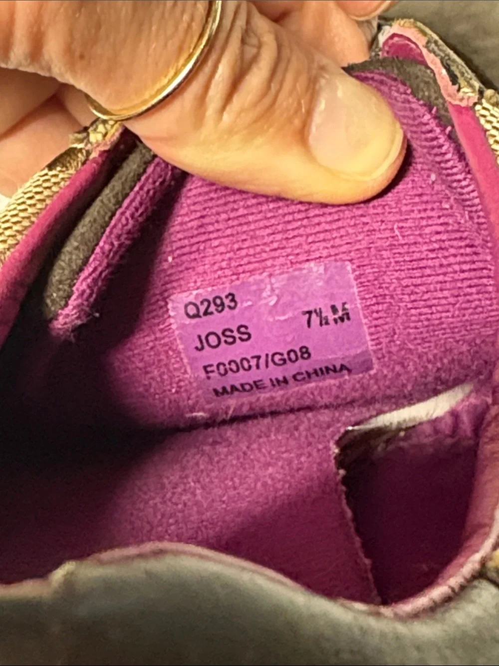 Coach 7.5 Joss Brown Signature Canvas Sneakers with Pink Trim